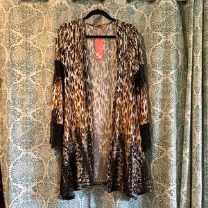 Simply Aster Leopard Print Duster, Size Small